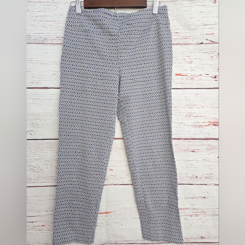 Zac & Rachel Blue Geometric Print Slim Ankle Pants Women’s Size 12